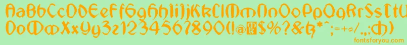 JugendstilMedium Font – Orange Fonts on Green Background