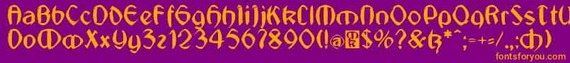 JugendstilMedium Font – Orange Fonts on Purple Background