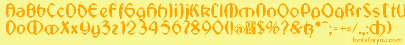 JugendstilMedium Font – Orange Fonts on Yellow Background