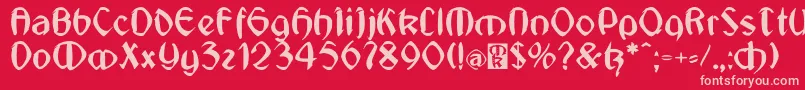 JugendstilMedium Font – Pink Fonts on Red Background