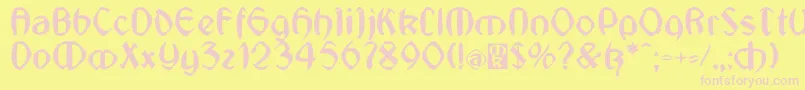 JugendstilMedium Font – Pink Fonts on Yellow Background