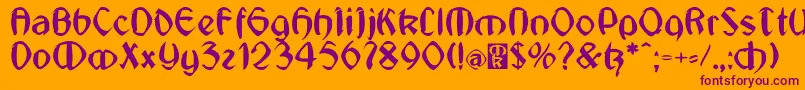 JugendstilMedium Font – Purple Fonts on Orange Background