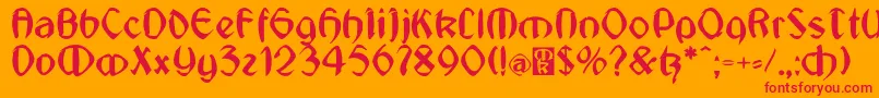 JugendstilMedium Font – Red Fonts on Orange Background