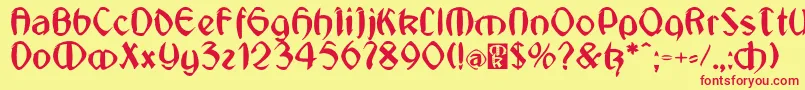 Fonte JugendstilMedium – fontes vermelhas em um fundo amarelo