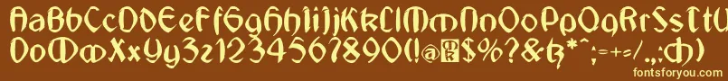 JugendstilMedium Font – Yellow Fonts on Brown Background