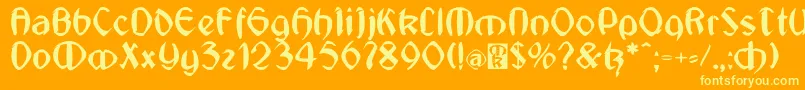 JugendstilMedium Font – Yellow Fonts on Orange Background