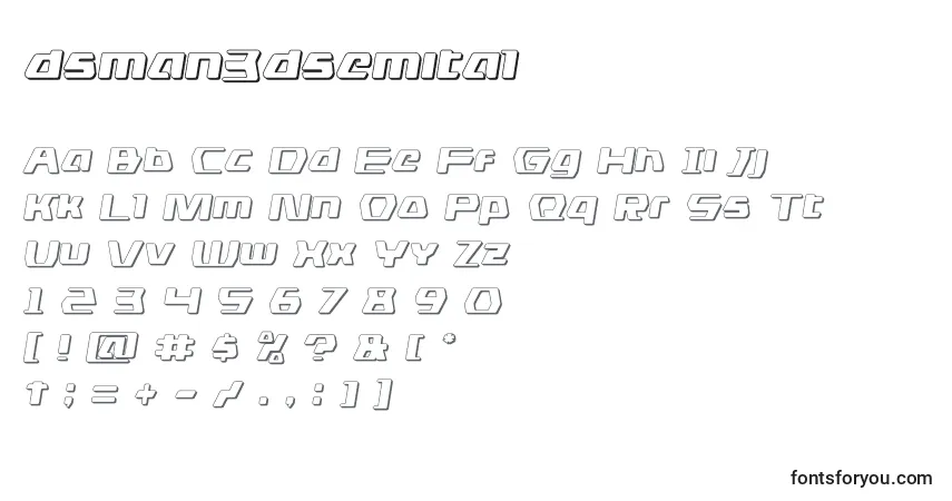 Шрифт Dsman3dsemital (125580) – алфавит, цифры, специальные символы
