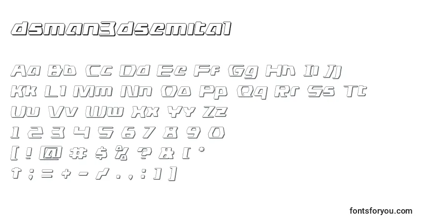 Шрифт Dsman3dsemital (125581) – алфавит, цифры, специальные символы