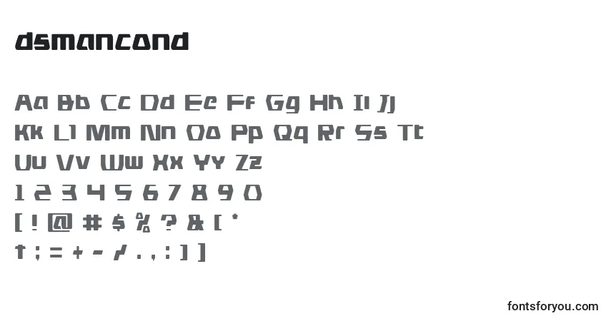A fonte Dsmancond (125582) – alfabeto, números, caracteres especiais