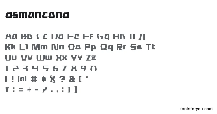 A fonte Dsmancond (125583) – alfabeto, números, caracteres especiais
