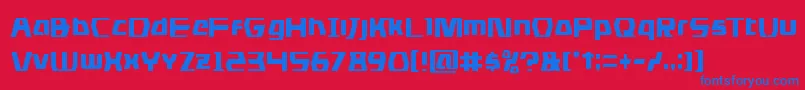 dsmancond-Schriftart – Blaue Schriften auf rotem Hintergrund