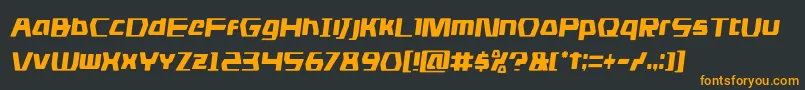 フォントdsmancondsemital – 黒い背景にオレンジの文字