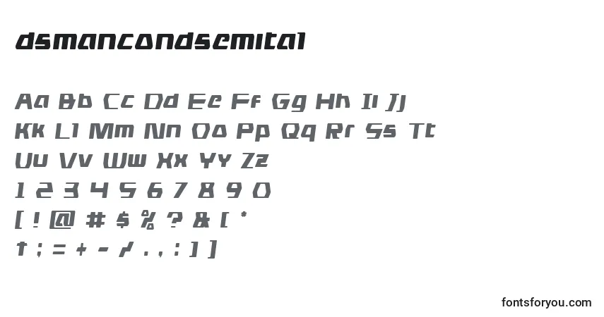 Schriftart Dsmancondsemital (125587) – Alphabet, Zahlen, spezielle Symbole