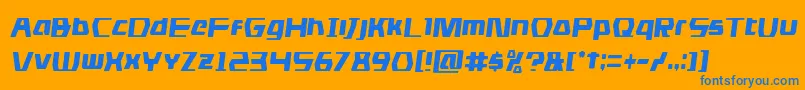 フォントdsmancondsemital – オレンジの背景に青い文字