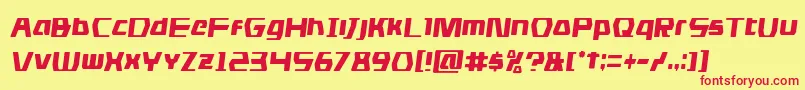 Czcionka dsmancondsemital – czerwone czcionki na żółtym tle