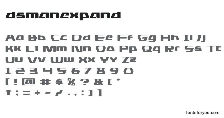 Czcionka Dsmanexpand (125588) – alfabet, cyfry, specjalne znaki