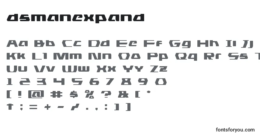 Dsmanexpand (125589)-fontti – aakkoset, numerot, erikoismerkit