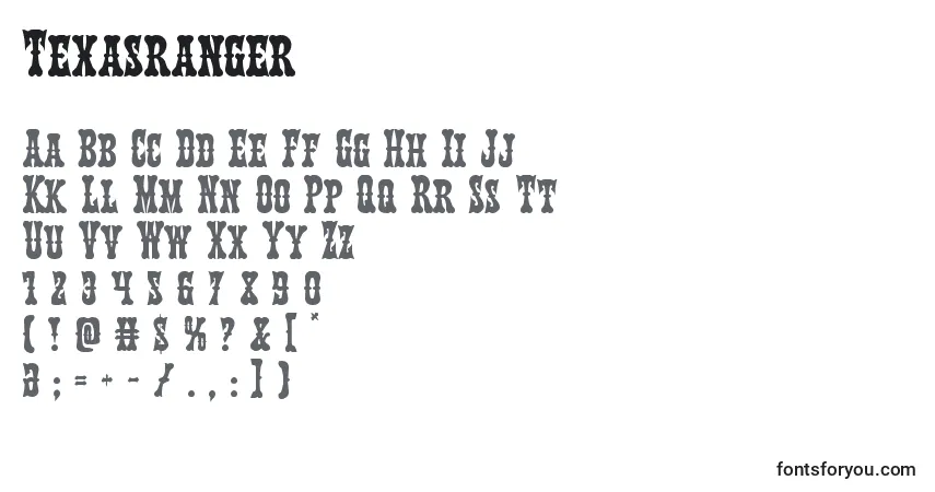 Schriftart Texasranger – Alphabet, Zahlen, spezielle Symbole