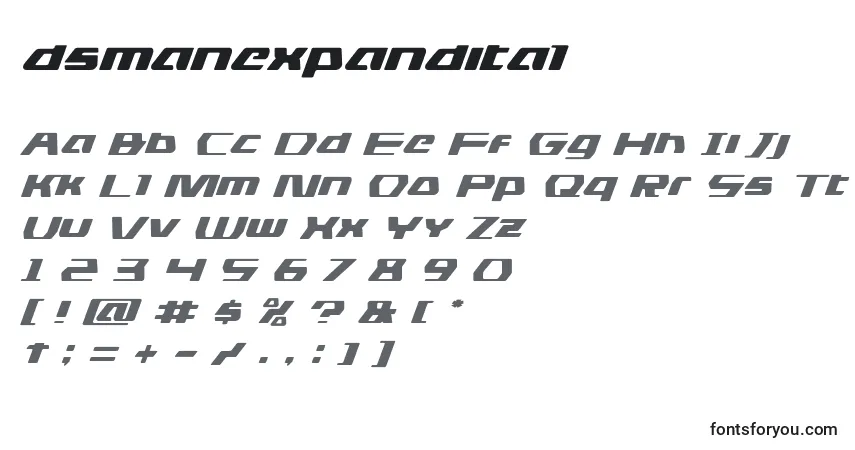 Dsmanexpandital (125590)-fontti – aakkoset, numerot, erikoismerkit