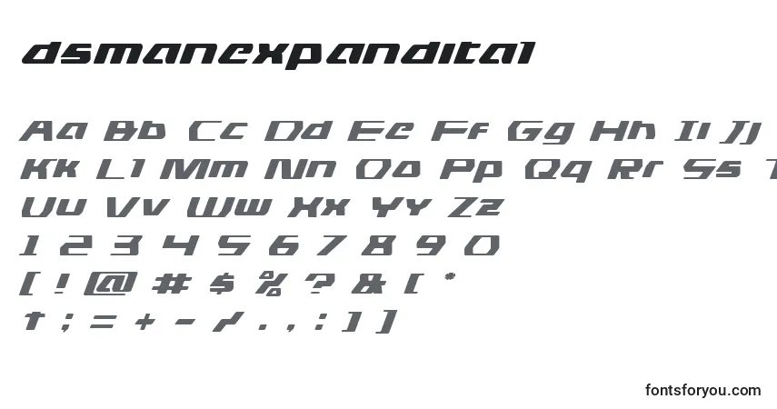 Schriftart Dsmanexpandital (125591) – Alphabet, Zahlen, spezielle Symbole