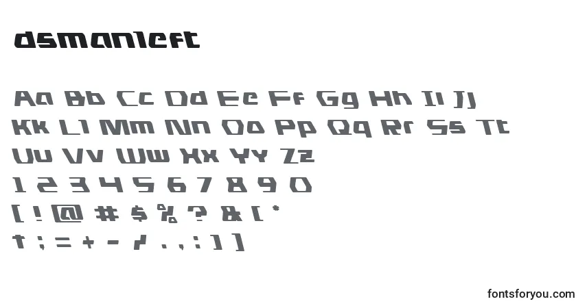 A fonte Dsmanleft (125597) – alfabeto, números, caracteres especiais