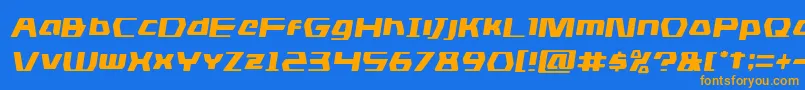 フォントdsmansemital – オレンジ色の文字が青い背景にあります。