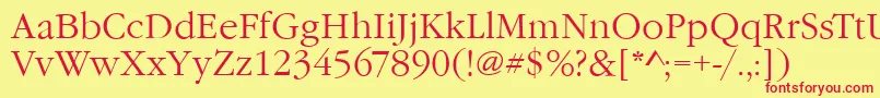 GarfeldNovaLight Font – Red Fonts on Yellow Background