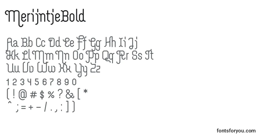 Czcionka MerijntjeBold – alfabet, cyfry, specjalne znaki