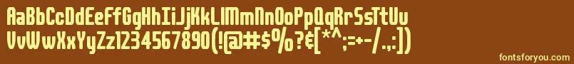 DSPLAID-fontti – keltaiset fontit ruskealla taustalla