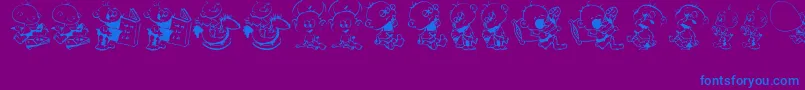 Fonte DT Janis  Jeffs Happy Daze – fontes azuis em um fundo violeta