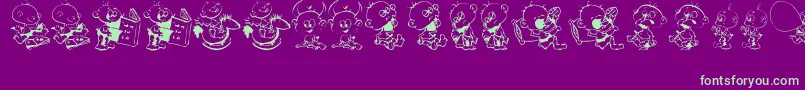 DT Janis  Jeffs Happy Daze-Schriftart – Grüne Schriften auf violettem Hintergrund
