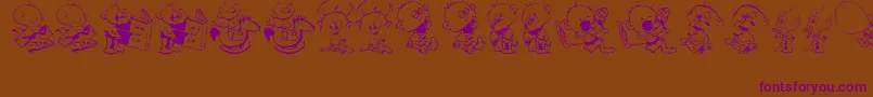 DT Janis  Jeffs Happy Daze-Schriftart – Violette Schriften auf braunem Hintergrund