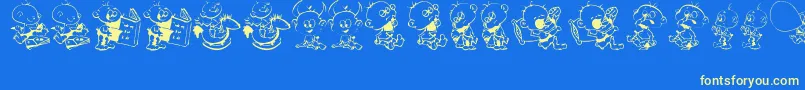 DT Janis  Jeffs Happy Daze-fontti – keltaiset fontit sinisellä taustalla