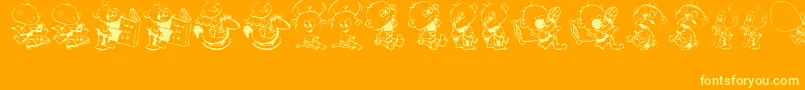 DT Janis  Jeffs Happy Daze-fontti – keltaiset fontit oranssilla taustalla