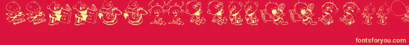 DT Janis  Jeffs Happy Daze-fontti – keltaiset fontit punaisella taustalla