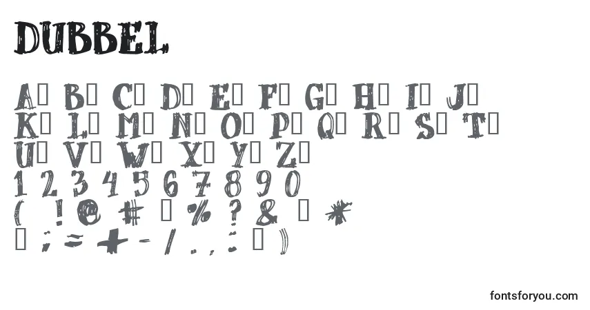 A fonte DUBBEL   (125604) – alfabeto, números, caracteres especiais
