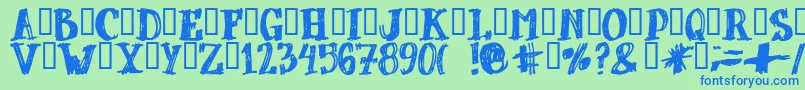 DUBBEL  -fontti – siniset fontit vihreällä taustalla