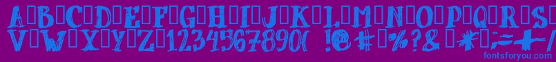 DUBBEL  -Schriftart – Blaue Schriften auf violettem Hintergrund