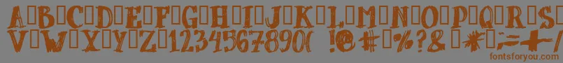 フォントDUBBEL   – 茶色の文字が灰色の背景にあります。
