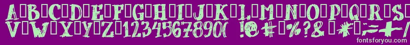 DUBBEL  -fontti – vihreät fontit violetilla taustalla