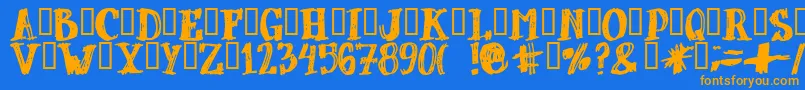 フォントDUBBEL   – オレンジ色の文字が青い背景にあります。