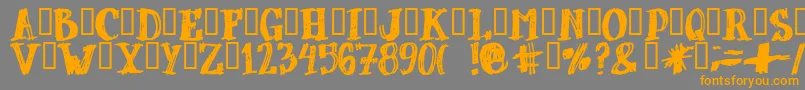 フォントDUBBEL   – オレンジの文字は灰色の背景にあります。