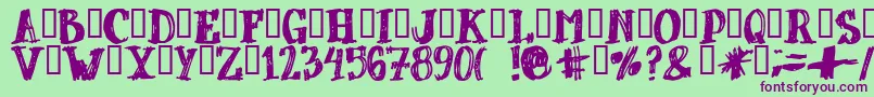 DUBBEL  -fontti – violetit fontit vihreällä taustalla