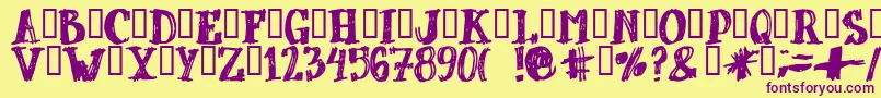 DUBBEL  -fontti – violetit fontit keltaisella taustalla