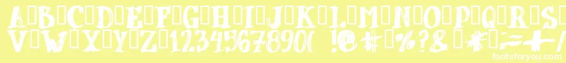 DUBBEL  -fontti – valkoiset fontit keltaisella taustalla