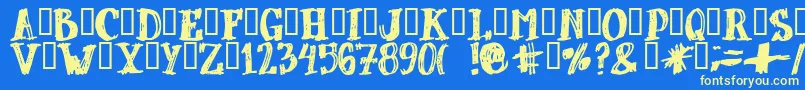 Czcionka DUBBEL   – żółte czcionki na niebieskim tle