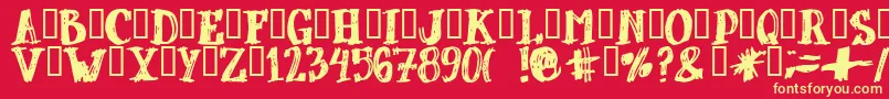 DUBBEL  -fontti – keltaiset fontit punaisella taustalla