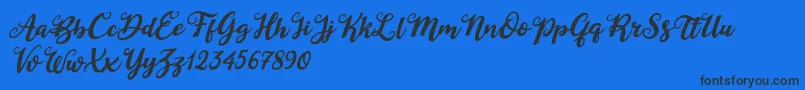 Duck in Shipah Italic-Schriftart – Schwarze Schriften auf blauem Hintergrund