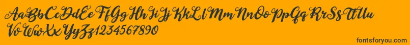 Duck in Shipah Italic-Schriftart – Schwarze Schriften auf orangefarbenem Hintergrund