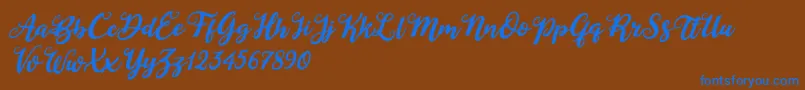 Duck in Shipah Italic-Schriftart – Blaue Schriften auf braunem Hintergrund